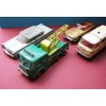 'MATCHBOX' , CORGI AND DINKY TOYS - 4 TOYS FOR RESTORATION OR PARTS.