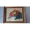 Hennie Griesel Oil Painting 1982 "Poppies" Still Life