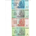 Zimbabwe Trillion set with 2 REPLACEMENTS perfect UNC