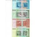 Zimbabwe Trillion set with 2 REPLACEMENTS perfect UNC