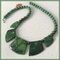 An unusual green stone necklace.