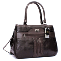 Genuine leather handbag in Burgandy Brown