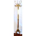 Ornate Vintage Solid Brass & Onyx Hat and Coat Stand