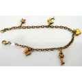 9 ct Gold Plated Sterling Silver Charm Bracelet with 5 Charms
