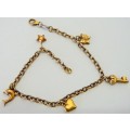 9 ct Gold Plated Sterling Silver Charm Bracelet with 5 Charms