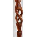 An African Ceremonial Walking Stick - Carved Head above an Open Twist