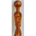 An African Ceremonial Walking Stick - Carved Head above an Open Twist