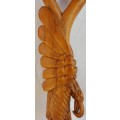 An African Carved Ceremonial Walking Stick - Vulture Perched on Mans Head