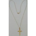 9 ct Gold Cross on 9 ct Fine Gold Chain