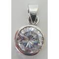 A Stunning Sterling Silver Pendant set with a Large CZ