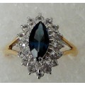 A Beautiful Sapphire Coloured Diamante Ring