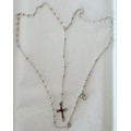 A Sterling Silver Rosary Necklace Chain and Cross