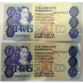 15 Old Two Rand Notes