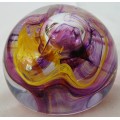 Stunning Moon Crystal Clear, Pink, Purple Yellow, Clear Paperweight by Caithness