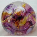 Stunning Moon Crystal Clear, Pink, Purple Yellow, Clear Paperweight by Caithness