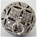 Sparkling Silver Ball Pendant set with Small Cubic Zirconias