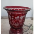 Luscious Bohemian etched vase