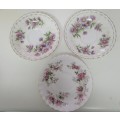 Trio of Royal Albert saucers.. Birthday series and Lavender Rose