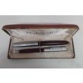 Vintage Parker 51 fountain pen and propelling pencil in branded case
