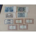 Various Circulated Bank Notes from World War 2 and later.