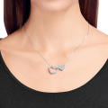 White and Rose Gold Plated Double Heart Pendant Necklace
