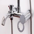 ALL IN ONE STYLISH, MODERN STAINLESS STEEL COMPLETE FIXED SHOWER SYSTEM, HANDHELD SHOWER HEAD & TAP