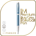 PARKER IM PREMIUM Rollerball Pen - Blue/Grey Lacquer Finish with Chrome Trim