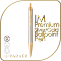 PARKER IM PREMIUM Ballpoint Pen - Warm Silver/Gold Finish with Anodization Gold Trim
