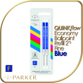 PARKER QUINKFLOW Economy Ballpoint Pen Refill BlisterPack of 2 (Blue/Fine)