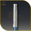PARKER SONNET PREMIUM Ballpoint Pen -  Metal & Blue Lacquer with Chrome Trim Finish