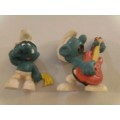 VERY COLLECTABLE 2 x SMURFS FROM W.GERMANY (PEYO), VALUE!!!
