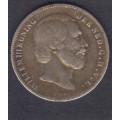 1858 SILVER HALF GULDER, KING WILLEM III, (HOLLAND) NICE COIN WITH VALUE!!!