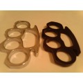2 x KNUCKLE DUSTER'S , SILVER AND BLACK, NEW, NEVER USED -SELL AS PER SCANS.