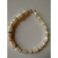 BEAUTIFUL and ELEGANT, REAL CULTURED PEARL BRACELET WITH CZ  WHEELS - PLEASE READ BELOW.