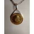 STUNNING STERLING SILVER PENDANT WITH OLD ONE CENT COIN - PLEASE READ  BELOW.