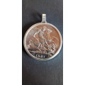 STUNNING STERLING SILVER PENDANT WITH 1951 FIVE SHILLINGS - PLEASE READ  BELOW.