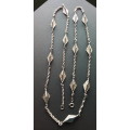 STUNNING VINTAGE DECORATED STERLING SILVER CHAIN  - 78cm LONG - WEIGHT 25.5g - READ BELOW FOR INFO.