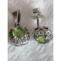 VINTAGE / REAL PERIDOT & 48X DIAMOND PENDANT AND EARRING SET - PLEASE READ BELOW FOR INFO.