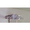 @ QUALITY FINE 925. SILVER ROUND STONE DRESS RING - SIZE N - PLEASE READ BELOW FOR INFO.