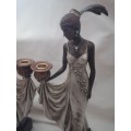 EXQUISITE - TALL TWIN ART DECO WOMAN STATUES WITH CANDLE HOLDERS - PLEASE READ BELOW.