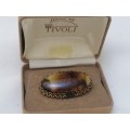 VINTAGE - STUNNING OLD BROOCH WITH TIGER EYE STONE - GREAT CONDITION - PLEASE READ BELOW.