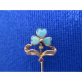 Exquisite Antique Solid Gold Opal Ruby Victorian Stick Pin!