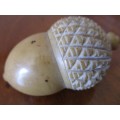 Sewing Needle and Thread Case Wood Box Shaped as Acorn