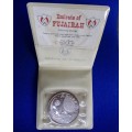 Silver 1971 Fujairah 10 Riyals Apollo 14 Space Mission Coin, Certificate, Wallet