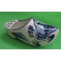 Delft blue and white porcelain clog ashtray