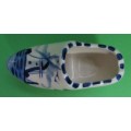 Hand painted Delft blue and white porcelain clog ashtray