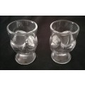 Egg Cups Glass Chicken Pair French Clear