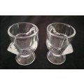 Egg Cups Glass Chicken Pair French Clear
