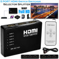 5 Port 1080P Video HDMI Switch Switcher Splitter for HDTV DVD PS3 + IR Remote