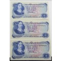 UNC-3x  T.W De Jongh R2 Notes with consecutive  sequential serial numbers-UNCIRCULATED TRIO
